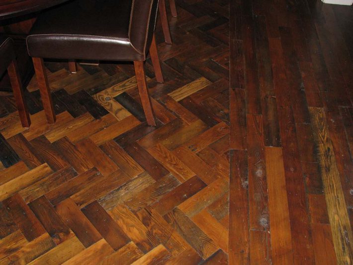 Antique reclaimed hemlock herringbone